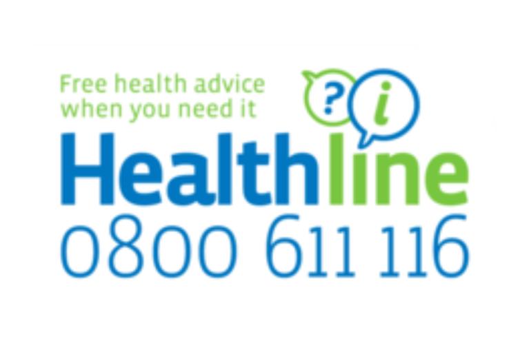 Healthline logo with phonenumber on it