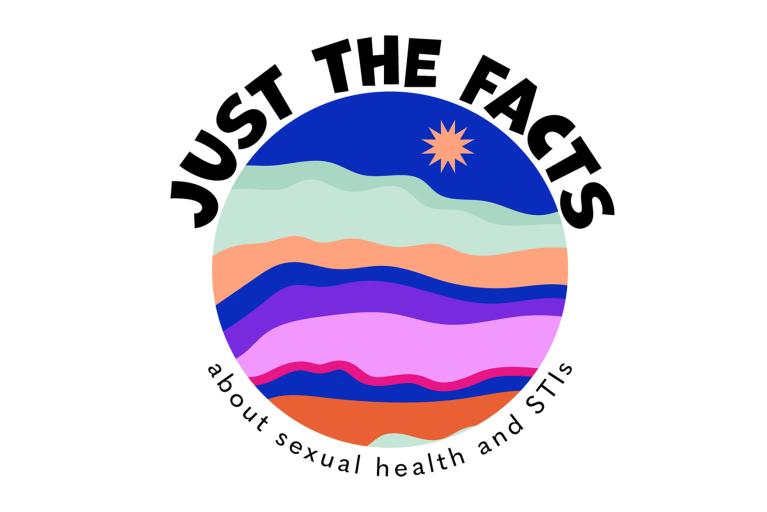 The "Just the Facts" logo showing a stylised landscape and the text "JUST THE FACTS" above and "about sexual health and STIs" below.