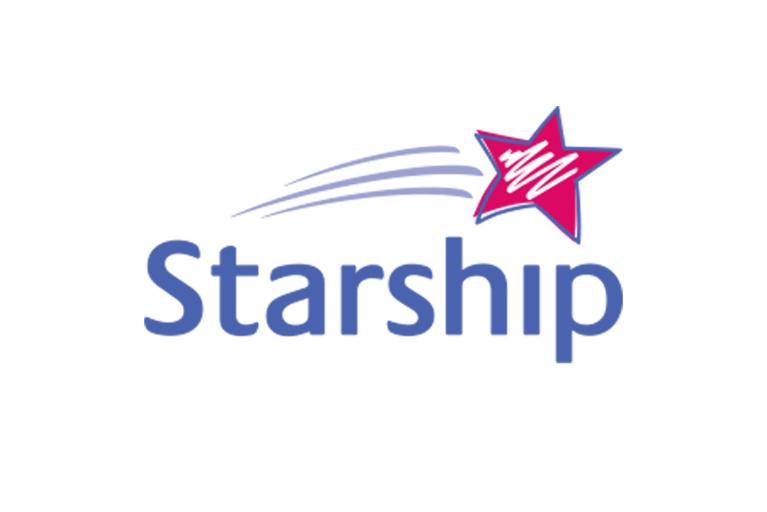 The Starship logo with the word 'Starship' in blue text with a pink and blue shooting star design above it.