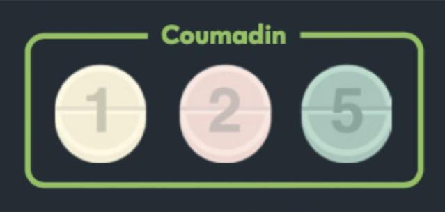 Coumadin brand of warfarin tablets in 3 different strengths