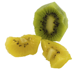 Chopped soft fruit like kiwi fruit