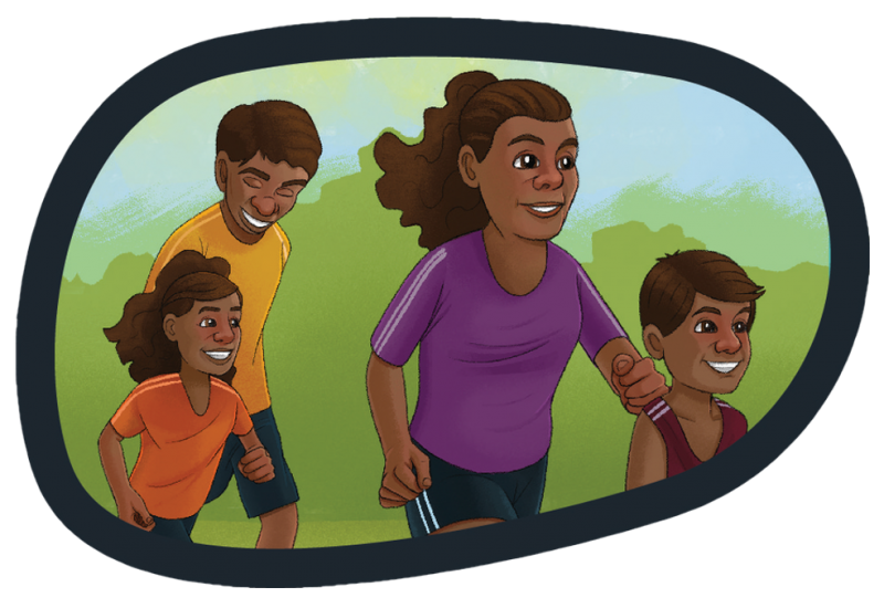 illustration of a family walking 