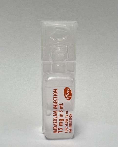 Midazolam in a plastic ampoule