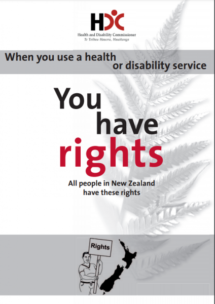 Image of the cover of a booklet about your rights when using health services