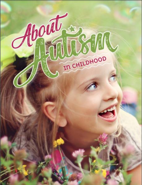 Cover of booklet 'About autism' with a photo of a young smiling girl