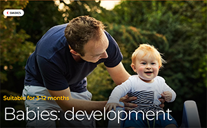 Screenshot of babies' development page of Raising Children Australia website - photo of a parent and young child