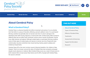 Cerebral Palsy Society website screenshot