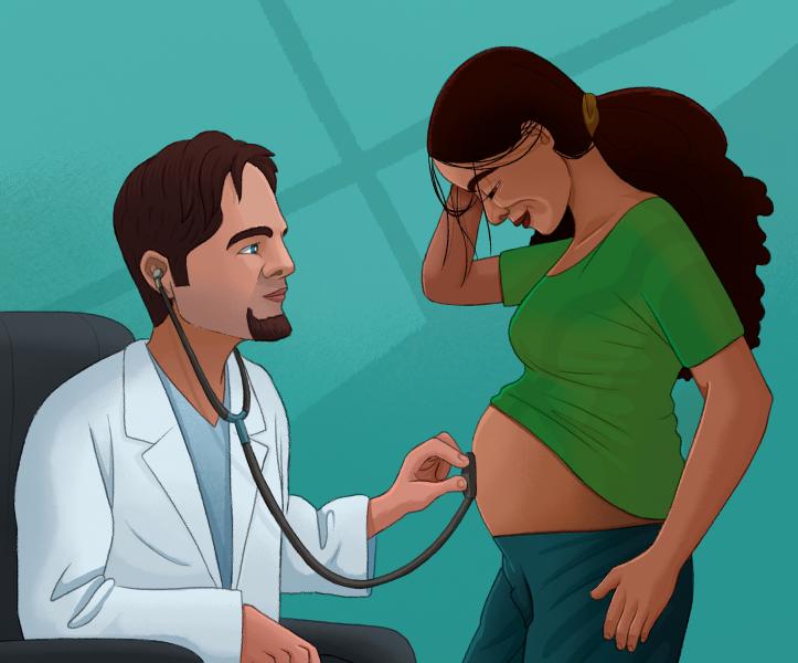 Pregnant woman having a check up with the doctor 
