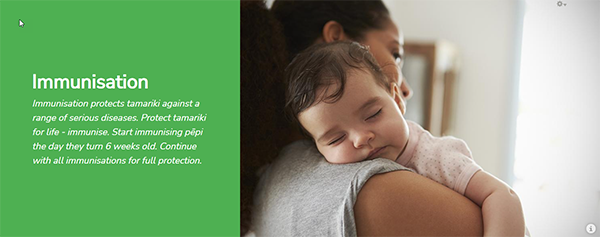 Screenshot of KidsHealth website immunisation section