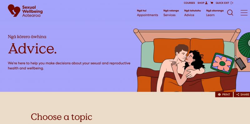 Sexual wellbeing aotearoa website screenshot