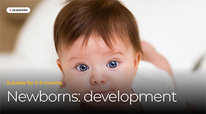 Screenshot of newborn development page of Raising Children Australia website - photo of a young baby