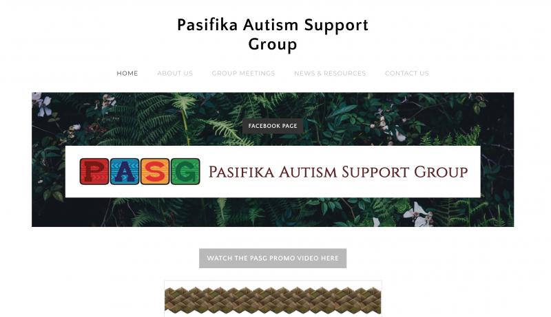 Screenshot of Pasifika Autism Support Group website