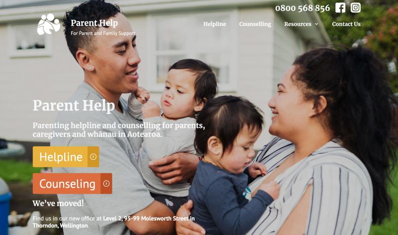 Screenshot of the parent help website