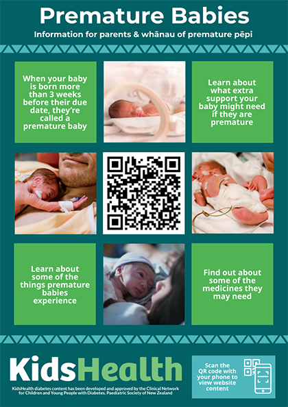 QR code poster for KidsHealth on premature babies