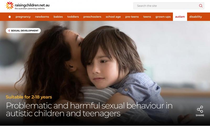 Screenshot of raising children website