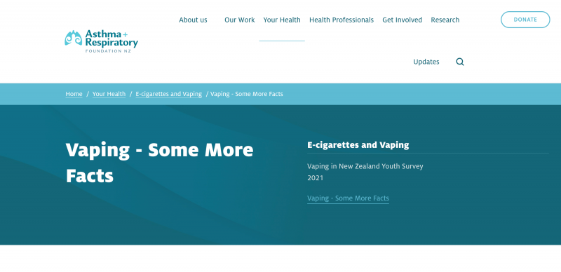 Asthma and Respiratory Foundation NZ website screenshot