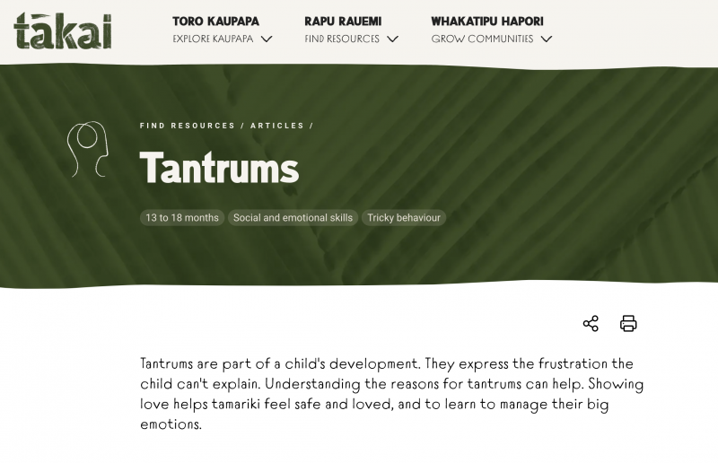 screenshot of the Tākai website 