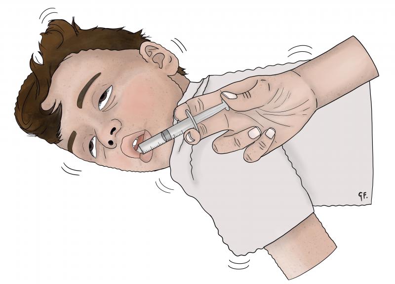 Child having a seizure receiving buccal midazolam 