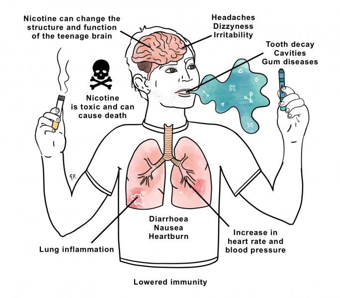 Infographic showing the harmful effects of nicotine for young people 