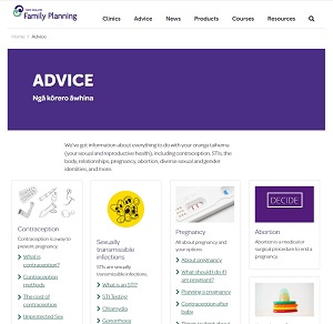 Screenshot of Family Planning's advice section 