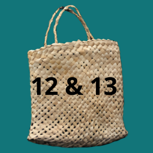 kete with the words '12 & 13' across the front on blue background
