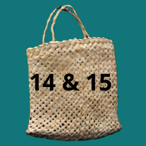 kete with the words '14 & 15' across the front on blue background