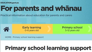 Image of the primary school learning support section on the Ministry of Education website