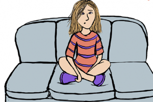 Graphic of a girl sitting on a couch